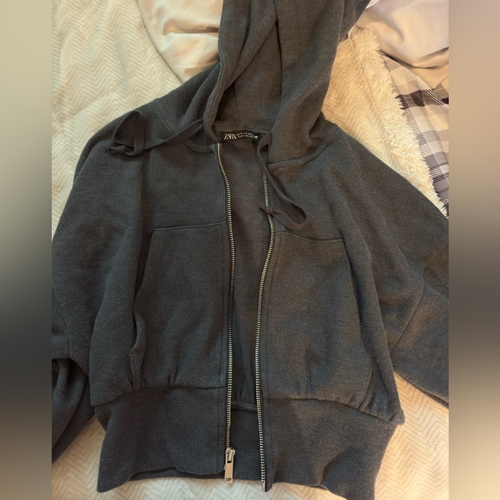 Zara Charcoal Zip-Up Hoodie